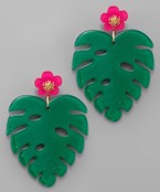  Acrylic Glitter Leaf Earrings