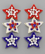  3 US Flag Star Earrings