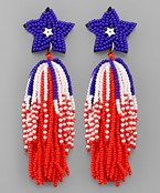  US Flag Star & Tassel Earrings