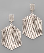  Hexagon Crystal Fringe Earrings