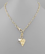 Heart & Evil Eye Chain Necklace