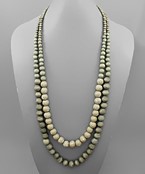  Splattered Wood Bead Layer Necklace