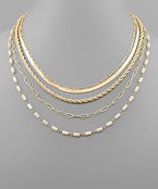  Rectangular Glass Layer Chain Necklace
