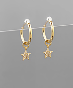  CZ Star Charm Huggie Hoops