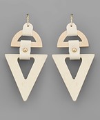  Leather Linked Triangle Wood Earrings