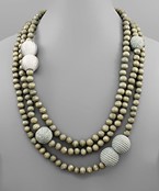  3 Row Wood Beads Thread Wrap Necklace