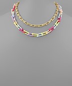  Acrylic & Metal Link Necklace Set