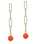  Clip Chain & Color Ball Earrings
