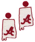 Beaded Alabama Map Earrings