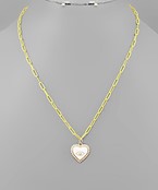  Epoxy Evil Eye Heart Link Necklace