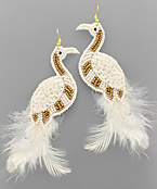  Bird Bead & Feather Earrings