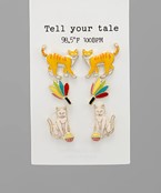  3 Pair Epoxy Cat Studs