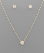  CZ Bezel Drop Necklace
