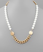  Pearl & Smile Face Chain Necklace
