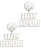  HAPPY BIRTHDAY Pom Pom Earrings