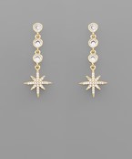  CZ Round Starburst Earrings