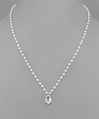  Oval Glass Pearl Necklace