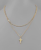  Nugget Textured Cross Necklace