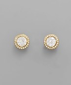  Round CZ w/Trim Stud Post Earring.