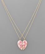  Flower Resin Heart Necklace Set