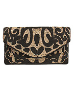  Abstract Paisley Beaded Clutch