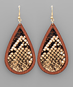  Snake Print Teardrop Earrings 