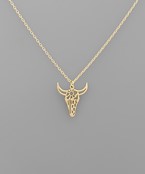  Brass Buffalo Head Necklace