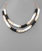  Rubber & Wood Disk Necklace