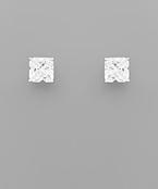  8mm CZ Square Earrings