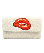  Bite Red Lips Beaded Clutch