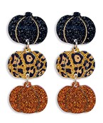  3 Pumpkin Dangle Earrings