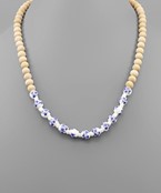  Ceramic & Wood Beads Necklace