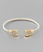  2 Crystal Square Cable Cuff