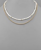  Pearl & Ball 2 Row Necklace
