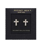  3D Mini CZ Cross Studs