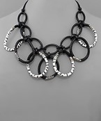  Oval Link Circle Dangle Necklace