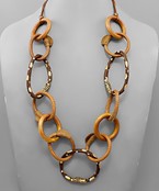  Wood & String Link Necklace