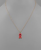  Druzy Pink Ribbon Necklace