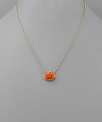  Pumpkin Druzy Pendant Necklace
