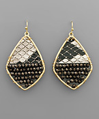  Snake & Bead Rhombus Earrings