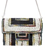  Stripe Woven Clutch