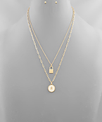  Lock Epoxy Disk Necklace Set