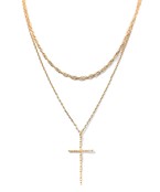 Brass 2 Layer Cross Necklace