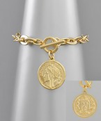  Coin & Flat Chain Bracelet
