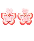  Butterfly & Heart Drop Earrings
