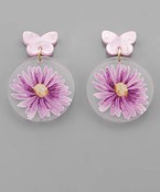  Flower Print Circle Earrings