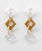  Acrylic 3 Square Link Earrings