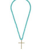  Long Wood Necklace with Cross Pendant