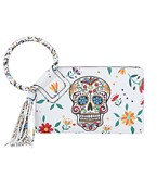  Sugar Skull Print Ring Handle Clutch