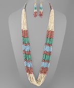  Multi Bead Row Necklace